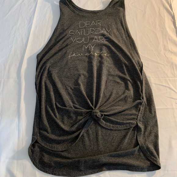 Two Old Navy Gray Tank Tops with Sayings Sizes S/M - Picture 3 of 14